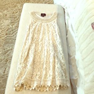 White eyelet dress with beading